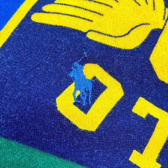 Polo Ralph Lauren Pennant Print Hoodie Collegiate Fleece Blue/Red Sweatshirt M - Picture 8 of 10